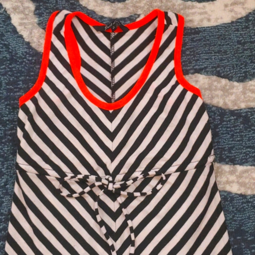 Girls high low casual striped dress